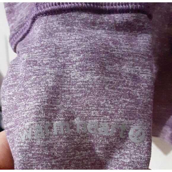 Lululemon size 8 Pull-Over Top Long Sleeve Cold 1/4 zip Hands Warm Heart Purple - Picture 4 of 9